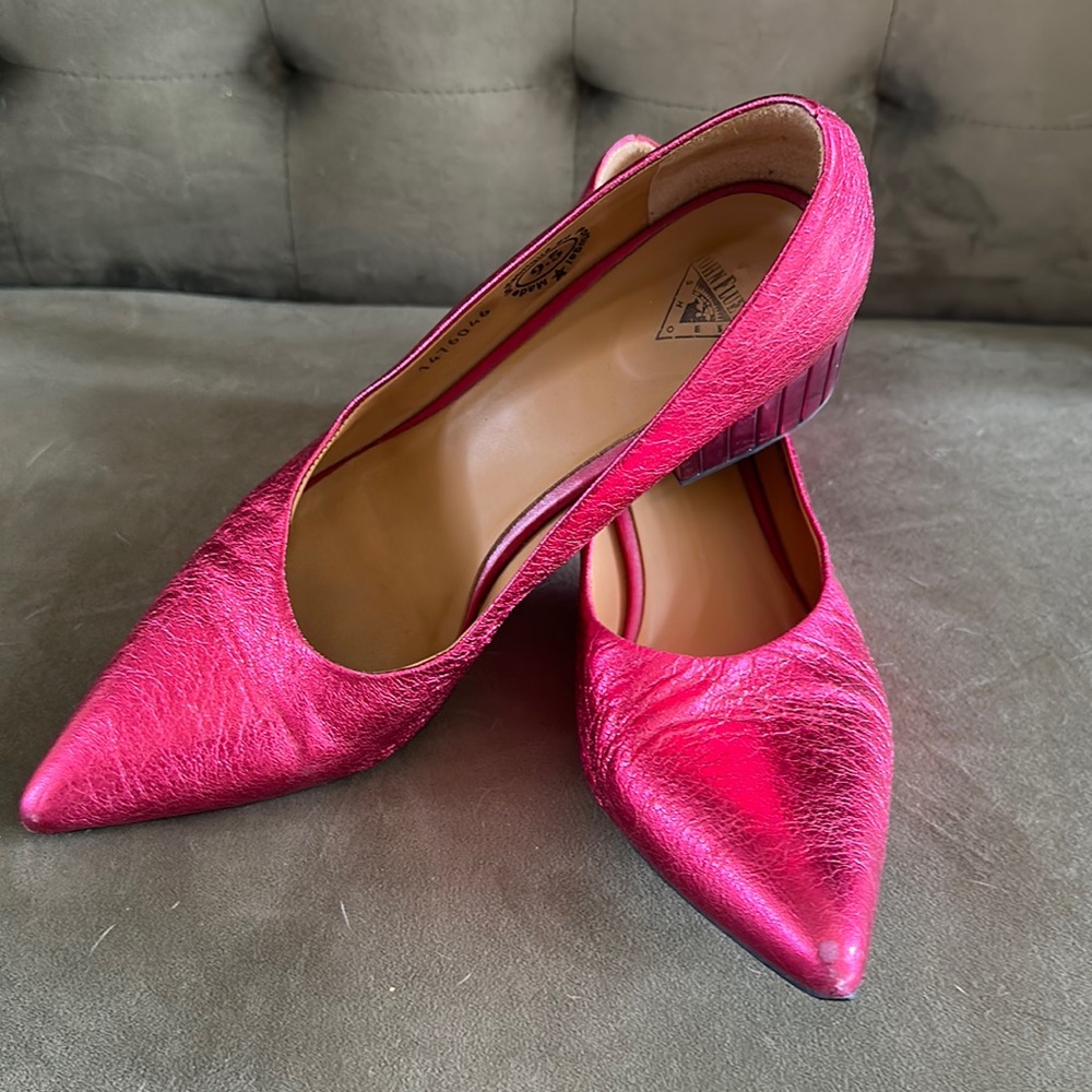 Fluevog Effortless Bebe red metallic pump